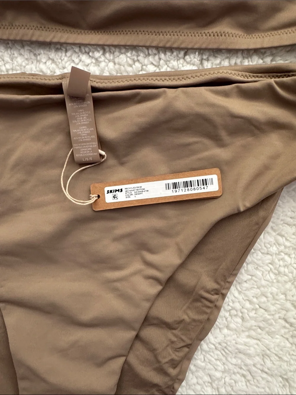 NWT SKIMS SET SWIM STRAPLESS BANDEAU BIKINI TOP DESERT & MID WAIST BOTTOMS LARGE